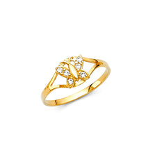 Ioka Jewelry - 14K Yellow Solid Gold Cubic Zirconia CZ April Birth Stone Butterfly Babies Ring
