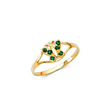 Ioka Jewelry - 14K Yellow Solid Gold Cubic Zirconia CZ May Birth Stone Butterfly Babies Ring
