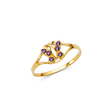 Ioka Jewelry - 14K Yellow Solid Gold Cubic Zirconia CZ June Birth Stone Butterfly Babies Ring