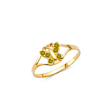 Ioka Jewelry - 14K Yellow Solid Gold Cubic Zirconia CZ August Birth Stone Butterfly Babies Ring