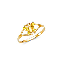 Ioka Jewelry - 14K Yellow Solid Gold Cubic Zirconia CZ November Birth Stone Butterfly Babies Ring
