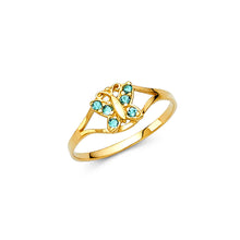 Ioka Jewelry - 14K Yellow Solid Gold Cubic Zirconia CZ December Birth Stone Butterfly Babies Ring