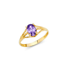 Ioka Jewelry - 14K Yellow Solid Gold Cubic Zirconia CZ February Birth Stone Small Babies Ring