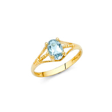 Ioka Jewelry - 14K Yellow Solid Gold Cubic Zirconia CZ March Birth Stone Small Babies Ring