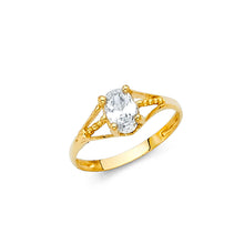 Ioka Jewelry - 14K Yellow Solid Gold Cubic Zirconia CZ April Birth Stone Small Babies Ring