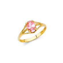 Ioka Jewelry - 14K Yellow Solid Gold Cubic Zirconia CZ October Birth Stone Small Babies Ring