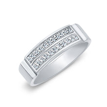 Ioka Jewelry - 14K White Solid Gold Cubic Zirconia CZ Ring Men's Band