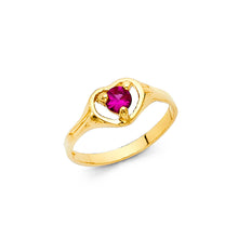 Ioka Jewelry - 14K Yellow Solid Gold Red Cubic Zirconia CZ Small Babies Ring