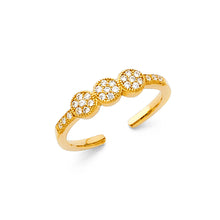 Ioka Jewelry - 14K Yellow Solid Gold 3 Round Cubic Zirconia CZ Vintage Toe Ring