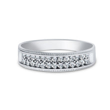 Ioka Jewelry - 14K White Solid Gold Cubic Zirconia CZ Ring Men's Band