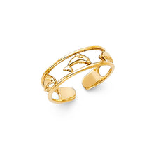 Ioka Jewelry - 14K Yellow Solid Gold Dolphin Toe Ring