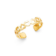 Ioka Jewelry - 14K Yellow Solid Gold Hearts Toe Ring