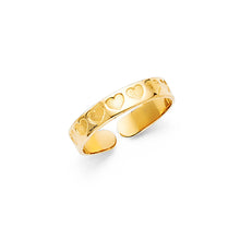 Ioka Jewelry - 14K Yellow Solid Gold Indented Hearts Toe Ring