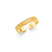 Ioka Jewelry - 14K Yellow Solid Gold Hearts and Love Toe Ring