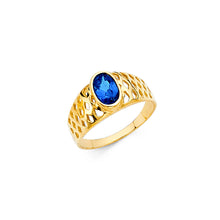 Ioka Jewelry - 14K Yellow Solid Gold Blue Cubic Zirconia CZ Babies Ring