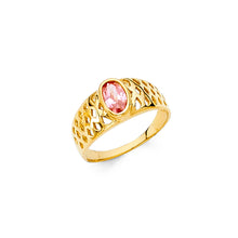 Ioka Jewelry - 14K Yellow Solid Gold Pink Cubic Zirconia CZ Babies Ring