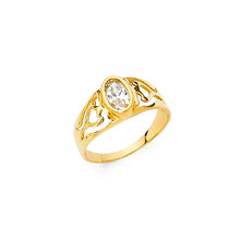 Ioka Jewelry - 14K Yellow Solid Gold Single Stone Cubic Zirconia CZ Small Babies Ring