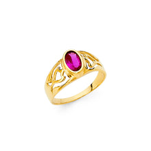 Ioka Jewelry - 14K Yellow Solid Gold Single Red Stone Cubic Zirconia CZ Small Babies Ring