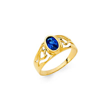 Ioka Jewelry - 14K Yellow Solid Gold Single Blue Stone Cubic Zirconia CZ Small Babies Ring