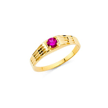 Ioka Jewelry - 14K Yellow Solid Gold Red Cubic Zirconia CZ Small Babies Ring