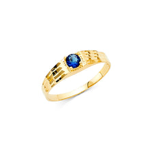 Ioka Jewelry - 14K Yellow Solid Gold Blue Cubic Zirconia CZ Small Babies Ring