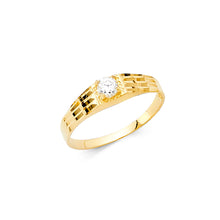 Ioka Jewelry - 14K Yellow Solid Gold Cubic Zirconia CZ Small Babies Ring
