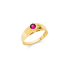 Ioka Jewelry - 14K Yellow Solid Gold Red Cubic Zirconia CZ Small Babies Ring