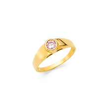 Ioka Jewelry - 14K Yellow Solid Gold Pink Cubic Zirconia CZ Small Babies Ring