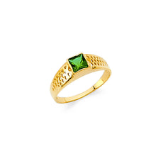 Ioka Jewelry - 14K Yellow Solid Gold Green Cubic Zirconia CZ Small Babies Ring