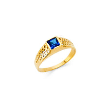 Ioka Jewelry - 14K Yellow Solid Gold Blue Cubic Zirconia CZ Small Babies Ring