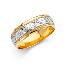 Ioka Jewelry - 14K Two Tone Solid Gold 7mm Men's Wedding Band