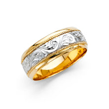 Ioka Jewelry - 14K Two Tone Solid Gold 7mm Women's Wedding Band