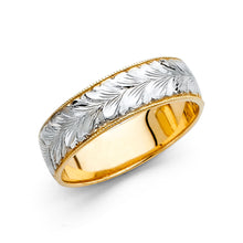 Ioka Jewelry - 14K Two Tone Solid Gold 6mm Men's Wedding Band