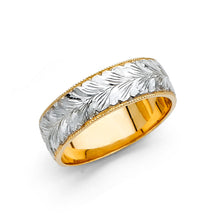 Ioka Jewelry - 14K Two Tone Solid Gold 6mm Women's Wedding Band