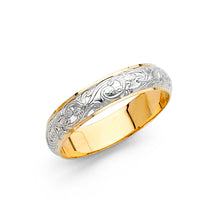 Ioka Jewelry - 14K Two Tone Solid Gold 4mm Women's Wedding Band
