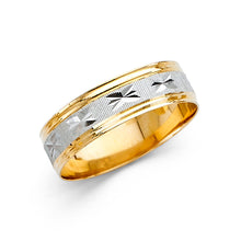 Ioka Jewelry - 14K Two Tone Solid Gold 6mm Diamond Cut Men's Wedding Band