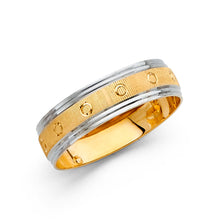 Ioka Jewelry - 14K Two Tone Solid Gold 6mm Diamond Cut Men's Wedding Band