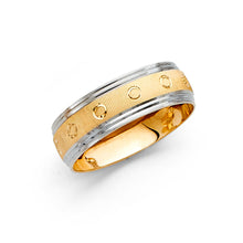 Ioka Jewelry - 14K Two Tone Solid Gold 6mm Diamond Cut Women's Wedding Band