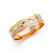 Ioka Jewelry - 14K Tri Color Solid Gold 6mm Diamond Cut Men's Wedding Band