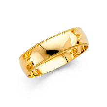 Ioka Jewelry - 14K Yellow Solid Gold 6mm Thin and Simple Milgrain Men's Wedding Band
