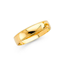 Ioka Jewelry - 14K Yellow Solid Gold 4mm Thin and Simple Milgrain Women's Wedding Band