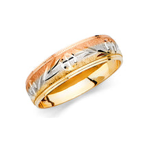 Ioka Jewelry - 14K Tri Color Solid Gold 6mm Men's Wedding Band