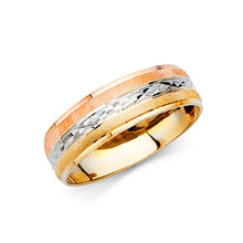 Ioka Jewelry - 14K Tri Color Solid Gold 6mm Men's Wedding Band