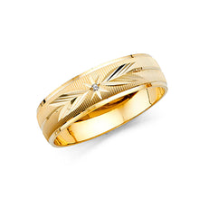 Ioka Jewelry - 14K Two Tone Solid Gold 6mm Men's Cubic Zirconia CZ Star and Arrows Wedding Band