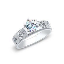 Ioka Jewelry - 14K White Solid Gold Cubic Zirconia CZ Wedding Engagement Ring