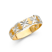 Ioka Jewelry - 14K Two Tone Solid Gold 6mm Diamond Cut Tapered Mens Wedding Band