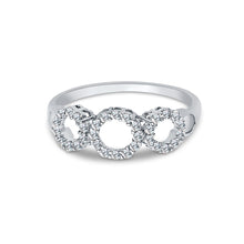 Ioka Jewelry - 14K White Solid Gold Fancy 3 Circle Cubic Zirconia CZ Ring