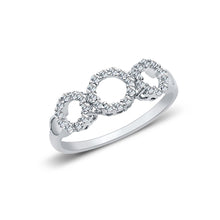 Ioka Jewelry - 14K White Solid Gold Fancy 3 Circle Cubic Zirconia CZ Ring