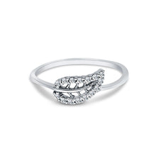 Ioka Jewelry - 14K White Solid Gold Fancy Leaf Cubic Zirconia CZ Ring