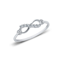 Ioka Jewelry - 14K White Solid Gold Fancy Infinity Cubic Zirconia CZ Ring
